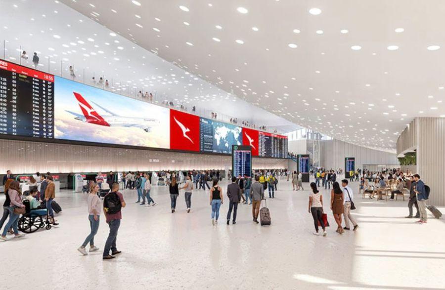 A render of what the new terminal will look like at Perth Airport.