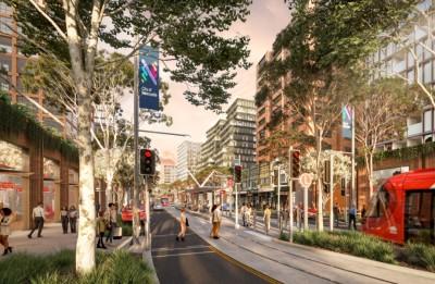 The new main street of Broadmeadow as envisioned by COX on state government and newcastle council land.